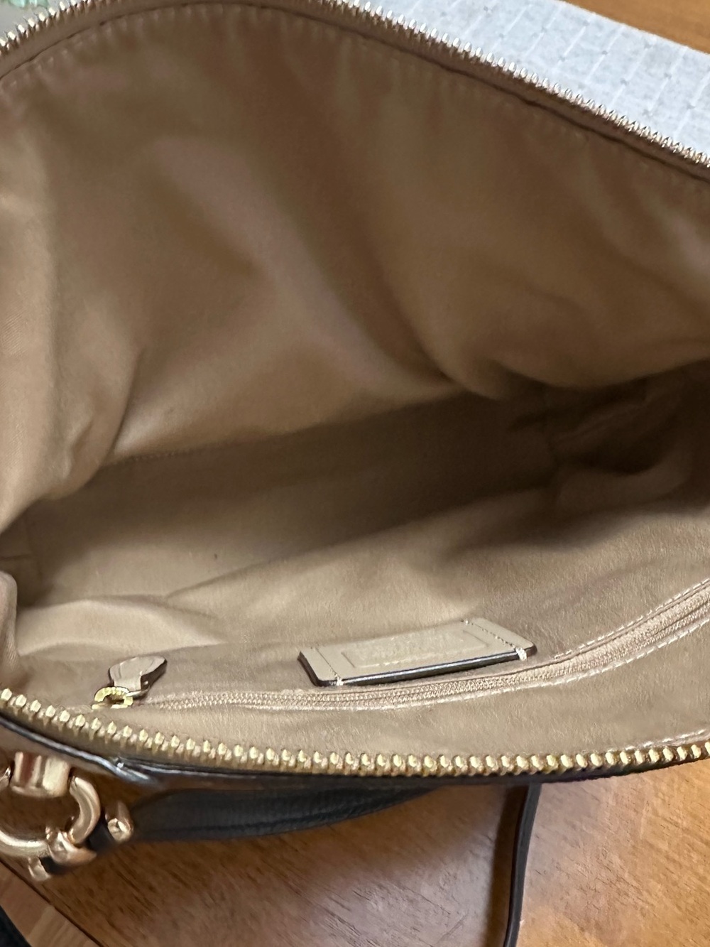 Coach Tricolor Leather Satchel - Tan, Cream & Black Trim - Picture 12 of 12